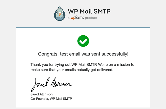 Test email from WP Mail SMTP Test email from WP Mail SMTP