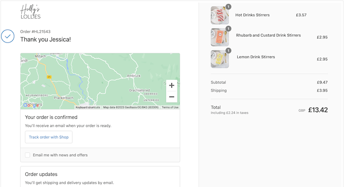 An example of a custom thank you page An example of a custom thank you page