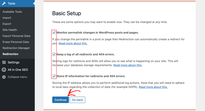 Basic setup Redirection plugin Basic setup Redirection plugin