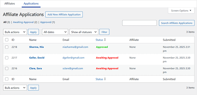 View affiliates application in Easy Affiliate View affiliates application in Easy Affiliate