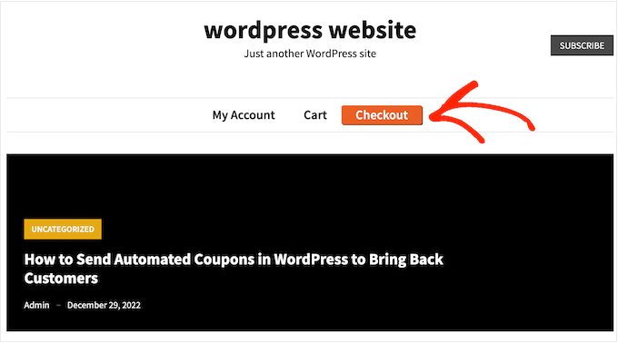 A button in a WordPress header A button in a WordPress header