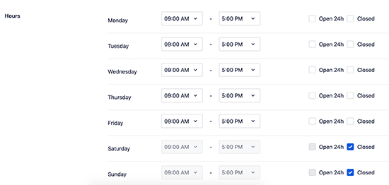 Working hours Working hours