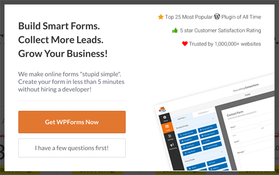 WPForms exit intent popup WPForms exit intent popup