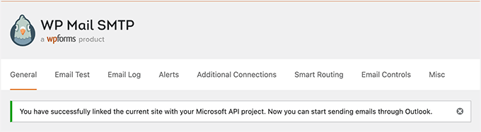 Notice for successfully adding Microsoft API Notice for successfully adding Microsoft API