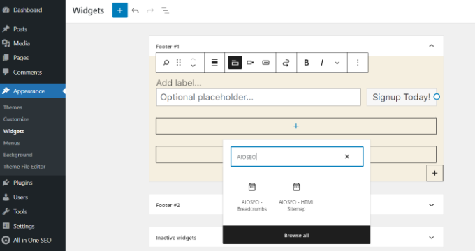 AIOSEO breadcrumbs widget Add AIOSEO breadcrumbs to widget