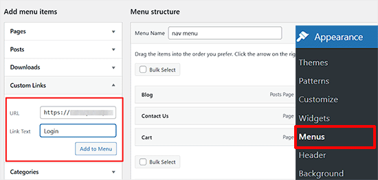 Ajouter un bouton de connexion dans le menu de navigation