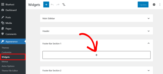 add-widget-wordpress Click the Plus icon to add a widget