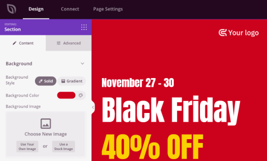 Change background color of landing page Change background color of landing page