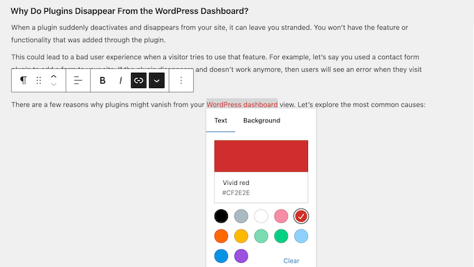Changing the WordPress URL color Changing the WordPress URL color