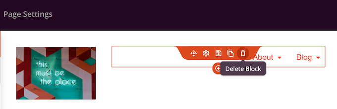 Deleting a navigation block from a SeedProd page design Deleting a navigation block from a SeedProd page design