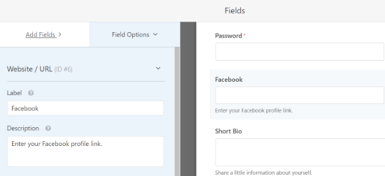 Edit the label of website field Edit the label of website field