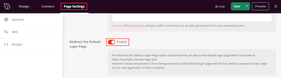 Enable login redirect Enable login redirect