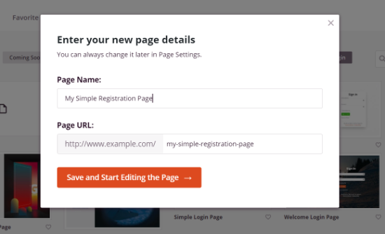 Enter a Name and URL for your login page Enter a Name and URL for your login page