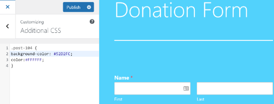 Enter custom CSS for individual post color Enter custom CSS for individual post color