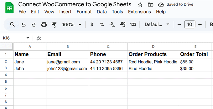 Google Tabellen Vorschau
