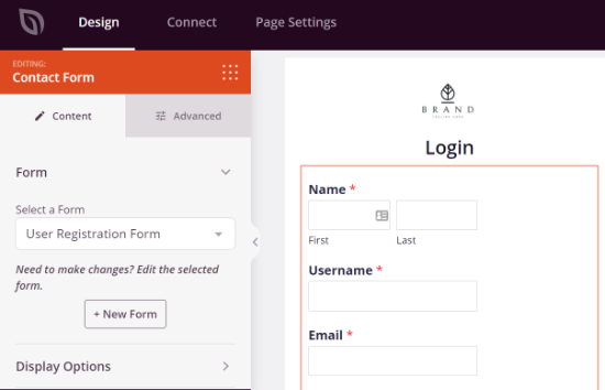 Preview of registration form in landing page builder Preview of registration form in landing page builder