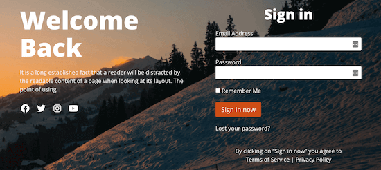 Sample login page Sample login page
