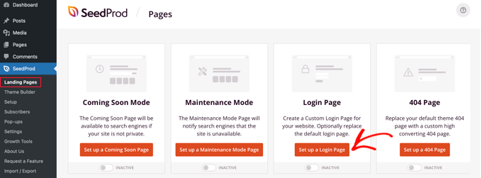 Setup SeedProd login page Setup SeedProd login page