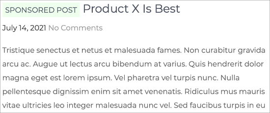 Sponsorlu Gönderi Önizlemesi Özel CSS ile Sponsorlu Gönderi Önizlemesi