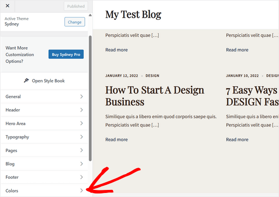 Customizing colors in the Sydney theme Customizing colors in the Sydney theme
