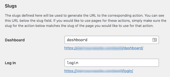 Paramètres de slug d'URL de Theme My Login