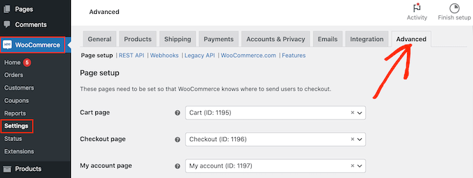 The WooCommerce plugin's eCommerce settings The WooCommerce plugin's eCommerce settings