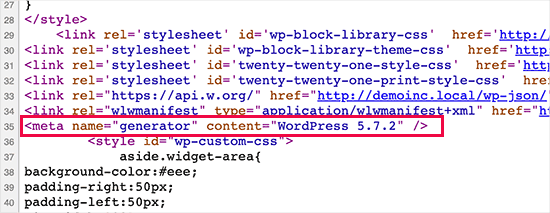 WordPress-Version standardmäßig im Quellcode angezeigt
