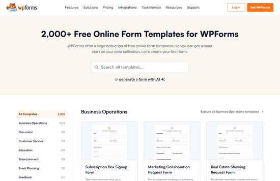 WPForms templates