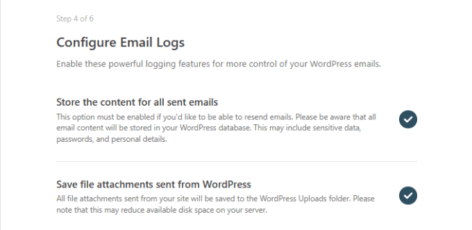 Configure email logs Configure email logs