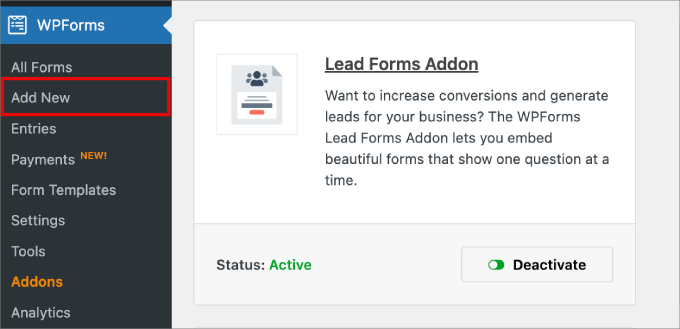 add new forms in wpforms add new forms in wpforms
