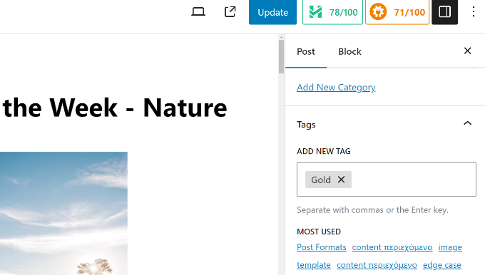 Adding tag to post Adding tag to post