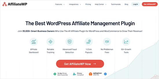 Homepage di AffiliateWP