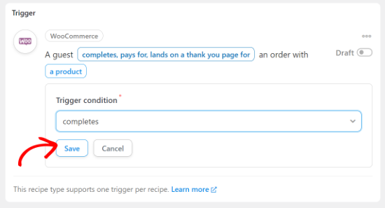 Completes order trigger Completes order trigger
