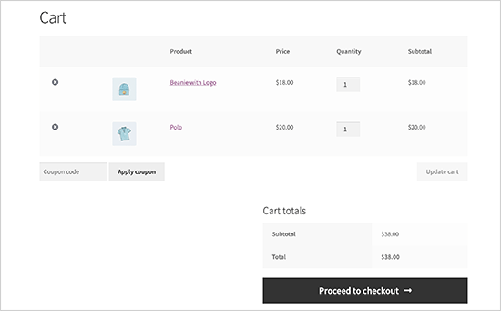 Default cart experience in WooCommerce Default cart experience in WooCommerce