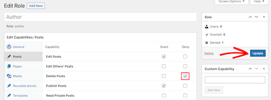 Editează capacitățile rolului utilizatorului Editează capacitățile rolului utilizatorului