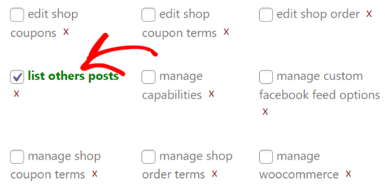 Enable list others posts checkbox Enable list others posts checkbox