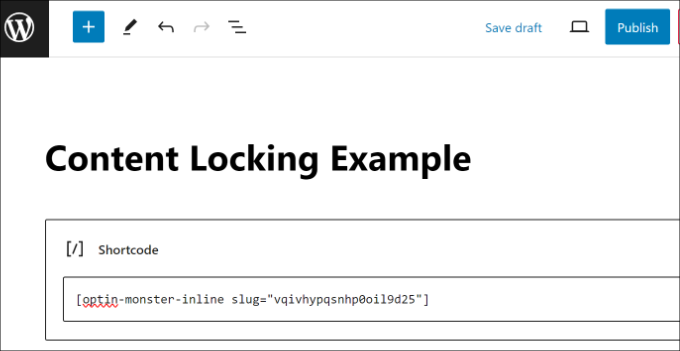 Enter shortcode for content locking Enter shortcode for content locking