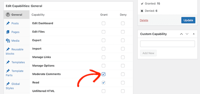 Concedere autorizzazioni di commento moderate a un ruolo utente in WordPress