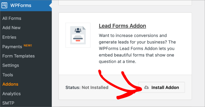 install wpforms lead forms addon install wpforms lead forms addon