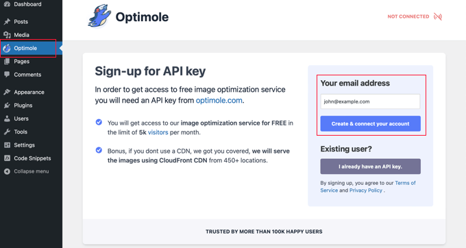 Sign Up for an Optimole API Key Sign Up for an Optimole API Key