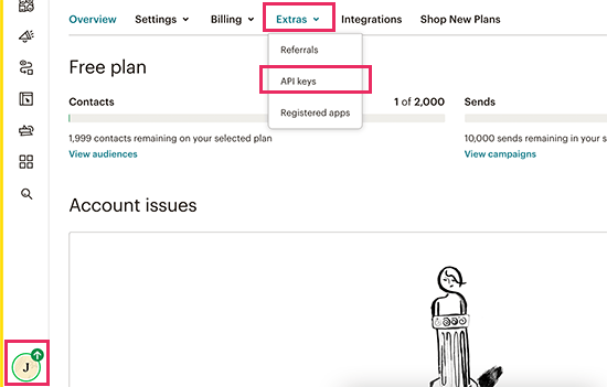 Obtenir les clés API Mailchimp