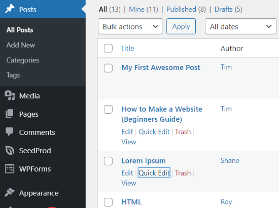 Posts before activating the plugin Posts before activating the plugin