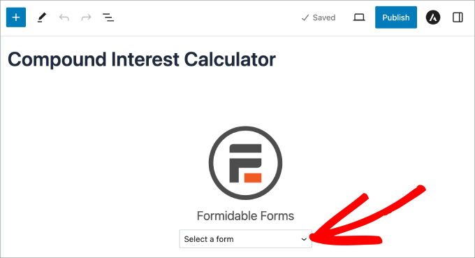 select a form in formidable forms block select a form in formidable forms block