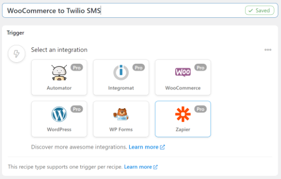 Select the WooCommerce Trigger Select the WooCommerce Trigger