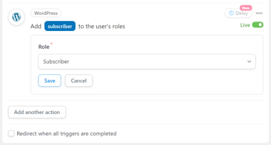 Select the user role you want to assign Select the user role you want to assign