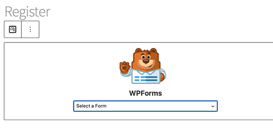 Select custom user registration form Select custom user registration form