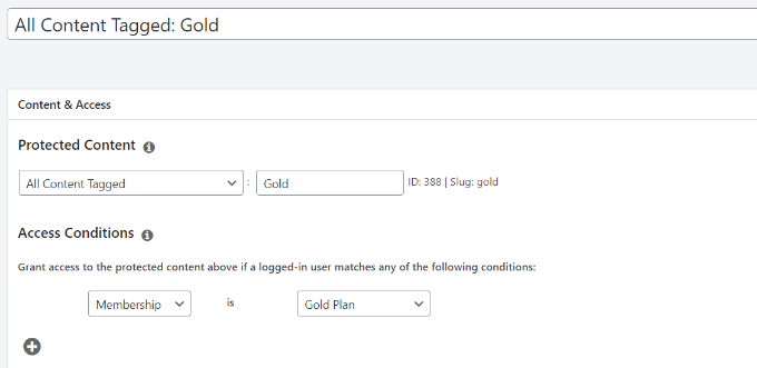 Setup rules conditions Setup rules conditions