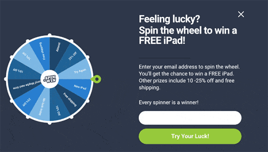Spin the wheel popup example Spin the wheel popup example