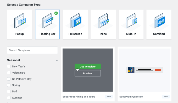 use template in OptinMonster use template in OptinMonster