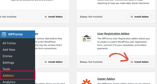 User registration addon User registration addon